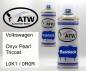 Preview: Volkswagen, Onyx Pearl Tricoat, L0K1 / 0R0R: 400ml Sprühdose + 400ml Klarlack - Set, von ATW Autoteile West.